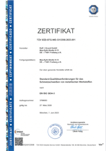 Zertifikat EN ISO 3834-3 (deutsch)